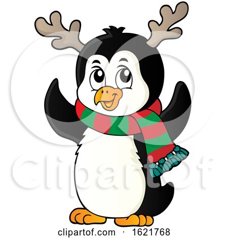 Christmas Penguin Wearing Antlers by visekart