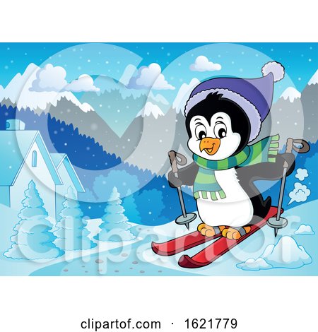 Christmas Penguin Skiing by visekart
