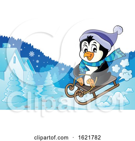 Christmas Penguin Sledding by visekart