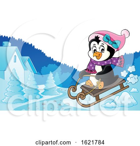Female Christmas Penguin Sledding by visekart