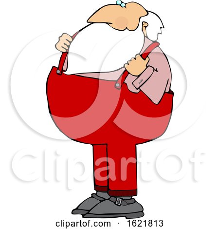 Cartoon Santa Holding His Suspenders by djart