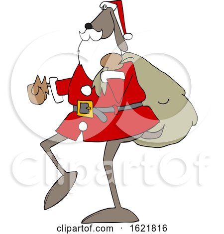 Cartoon Santa Dog Carrying a Sack by djart