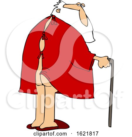 Cartoon Santa Claus with His Butt Showing Through a Hospital Gown by djart
