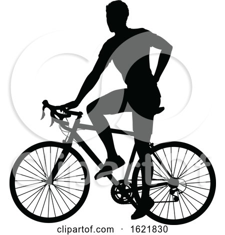 A Bicycle Riding Bike Cyclist in Silhouette by AtStockIllustration