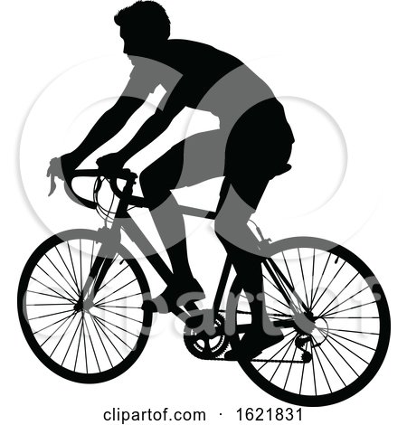 A Bicycle Riding Bike Cyclist in Silhouette by AtStockIllustration