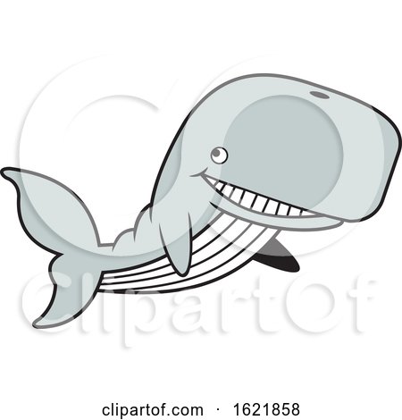 Cartoon Happy Swimming Whale by Johnny Sajem