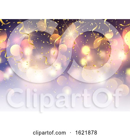 Confetti and Streamers on Bokeh Lights Background by KJ Pargeter