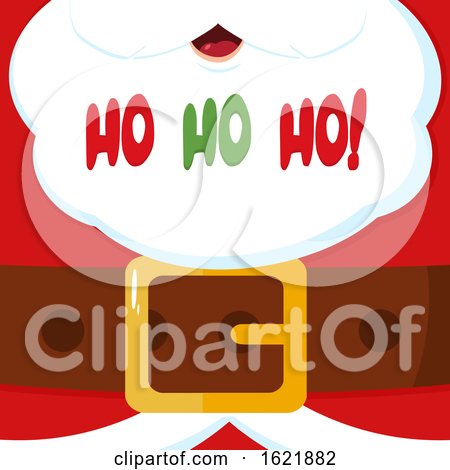 Closeup of Santas Christmas Suit and Beard with Ho Ho Ho Text by Hit Toon