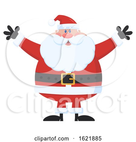 Closeup of Santa Claus Welcoming with Open Arms by Hit Toon