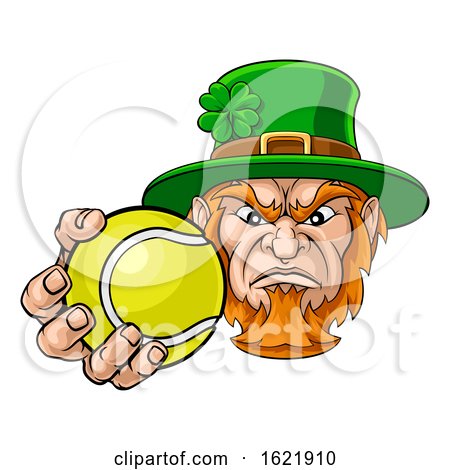 Leprechaun Holding Tennis Ball Sports Mascot by AtStockIllustration