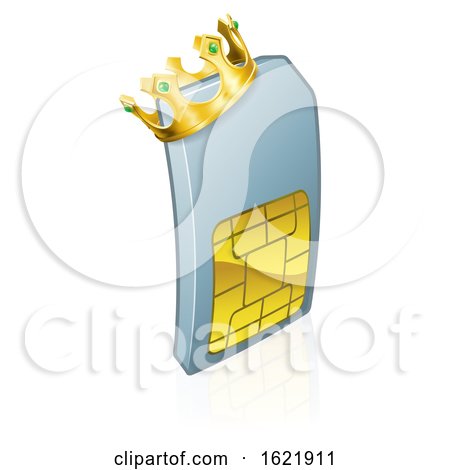 Sim Card King Mobile Phone Cartoon Character by AtStockIllustration