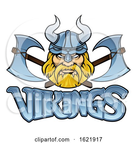Viking Warrior Mascot Crossed Axes Sign Graphic by AtStockIllustration