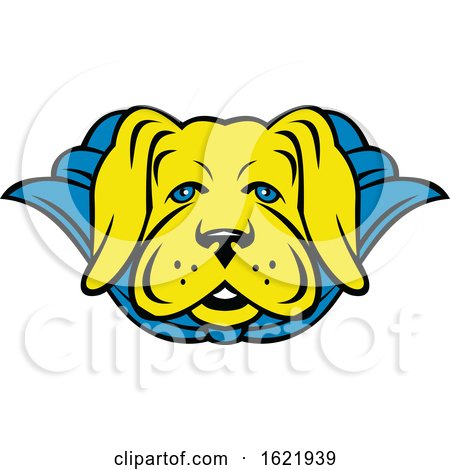 Super Yellow Lab Dog Wearing Blue Cape by patrimonio