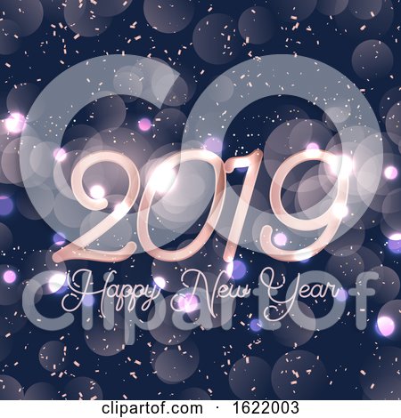 Happy New Year Background with Bokeh Lights by KJ Pargeter
