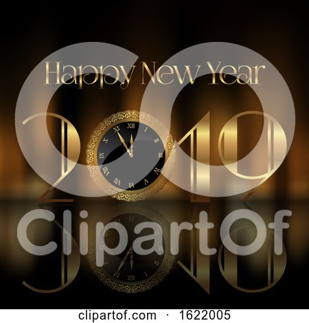 Happy New Year Background with Clock Face by KJ Pargeter