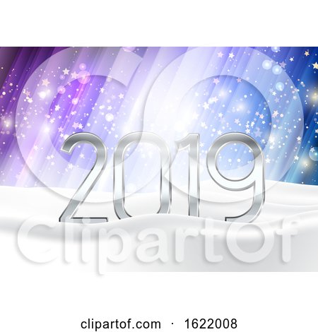 Happy New Year Background with Numbers Nestled in Snow by KJ Pargeter