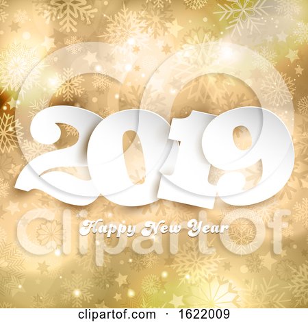 Happy New Year Background with Numbers on Gold Design by KJ Pargeter