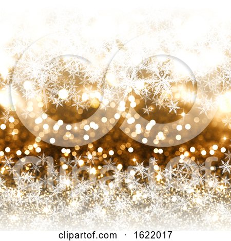 Gold Glitter Christmas Background with Snowflakes by KJ Pargeter