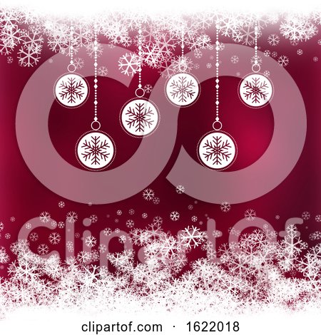 Christmas Background with Baubles with Snowflake Design by KJ Pargeter