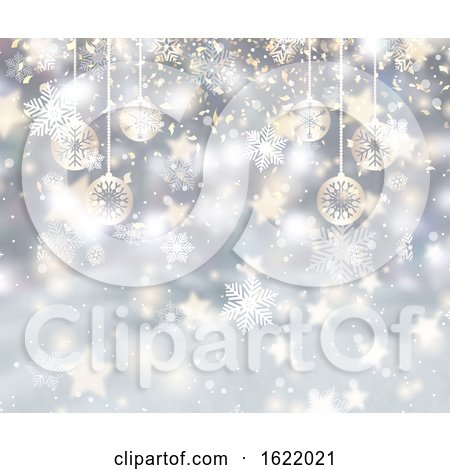 Christmas Background with Snowflakes, Baubles and Confetti by KJ Pargeter