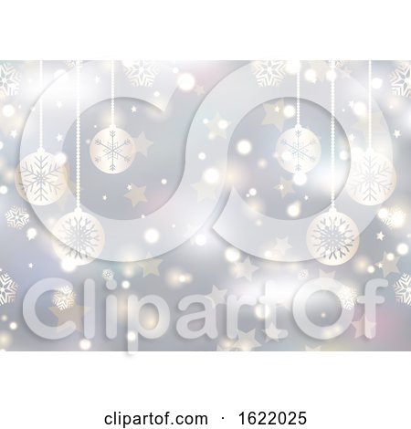 Christmas Decorations on a Bokeh Lights Background by KJ Pargeter