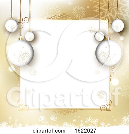 Christmas Menu or Border Design with Hanging Baubles by KJ Pargeter