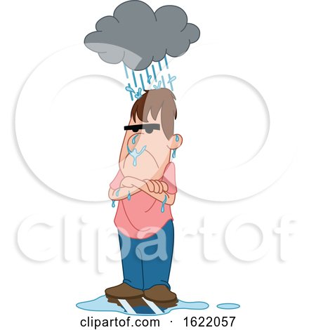 Cartoon Man Under a Glomy Rain Cloud by yayayoyo