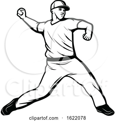 Black and White Baseball Player by Vector Tradition SM
