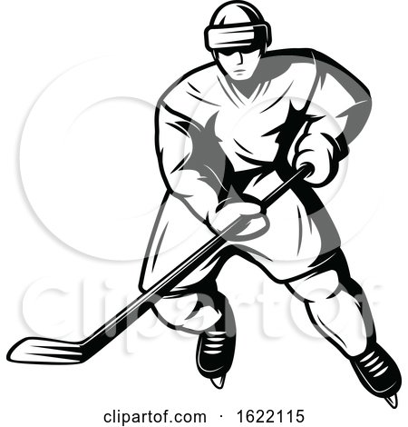 Black and White Hockey Player by Vector Tradition SM