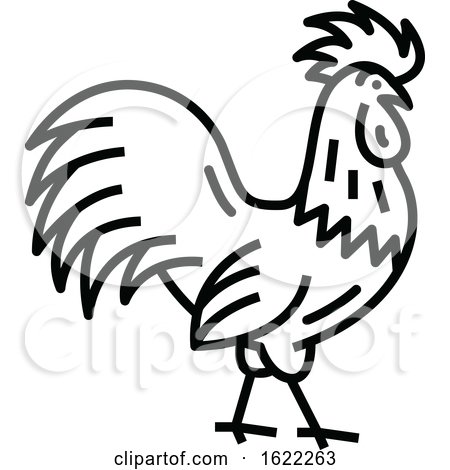 Black and White Rooster Poultry Icon by Vector Tradition SM