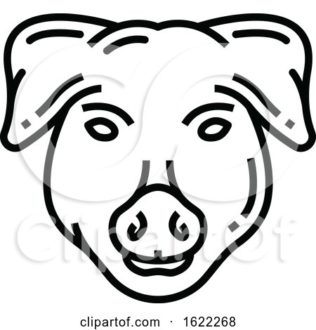 Black and White Pig Pork Icon by Vector Tradition SM