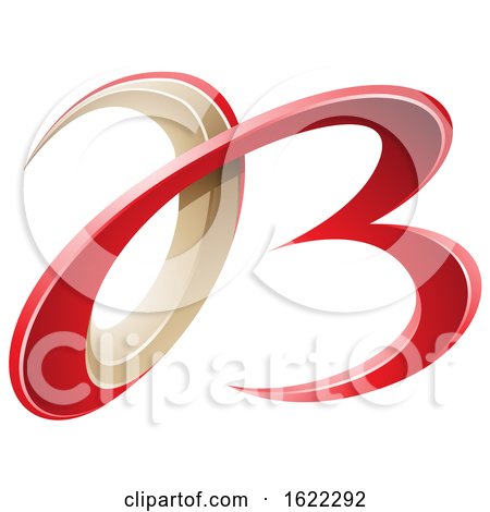 Red and Beige 3d Curly Letters a and B by cidepix
