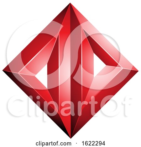 Red 3d Geometric Diamond with Triangles by cidepix