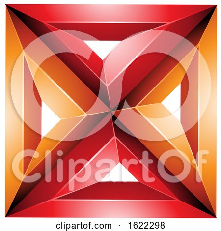 3d Orange and Red Geometric Embossed Square by cidepix