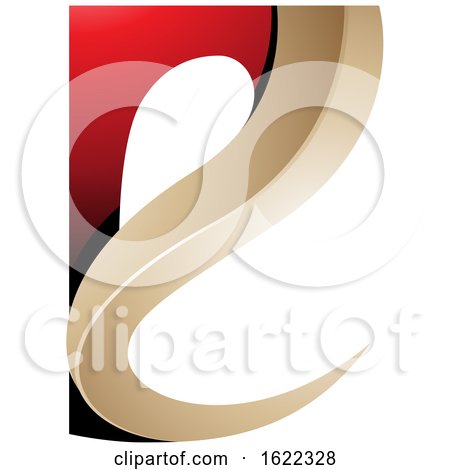 Red and Beige Curvy Embossed Letter E by cidepix