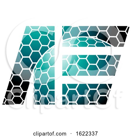 Persian Green Letters and and E with a Honeycomb Pattern by cidepix