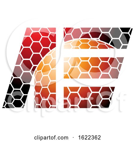 Orange and Red Letters and and E with a Honeycomb Pattern by cidepix