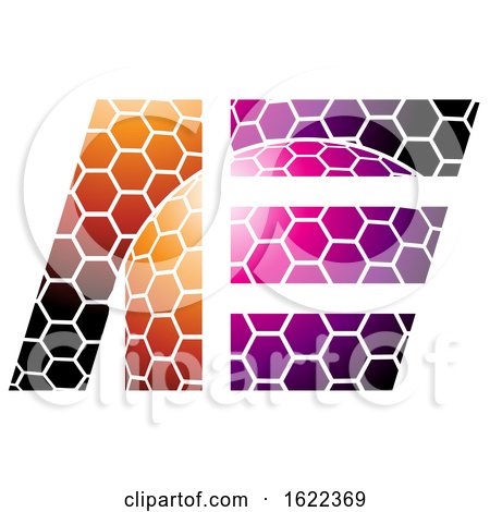 Orange and Magenta Letters and and E with a Honeycomb Pattern by cidepix