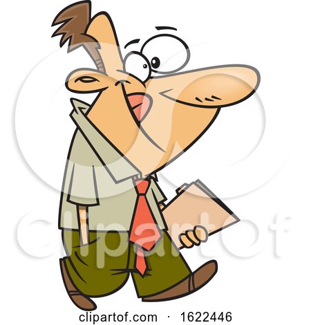 Clipart of a Cartoon Business Man Carrying a Folder - Royalty Free Vector Illustration by toonaday