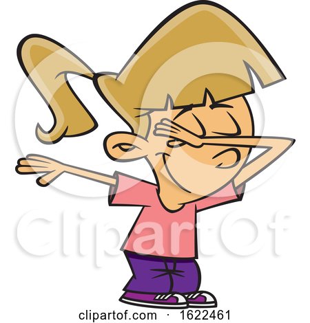 Clipart of a Cartoon Girl Dabbing - Royalty Free Vector Illustration by toonaday