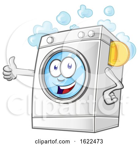 Happy Washing Machine Mascot Holding a Thumb up by Domenico Condello