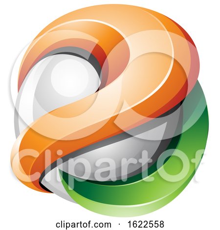 White Orange and Green 3d Sphere by cidepix
