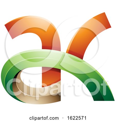 Green and Orange 3d Curvy Letters a and K by cidepix