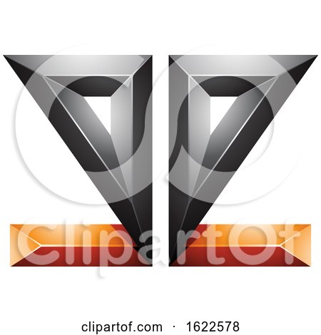 Orange and Black 3d Geometric Letters E by cidepix