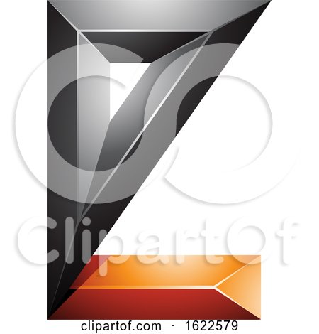 Orange and Black 3d Geometric Letter E by cidepix