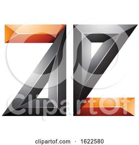 Orange and Black 3d Geometric Letters a and E by cidepix