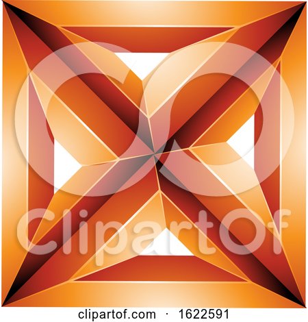 Orange 3d Square with Triangles by cidepix