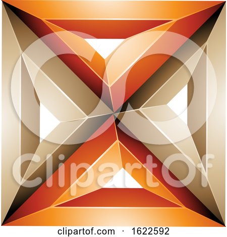 Orange and Beige 3d Square with Triangles by cidepix