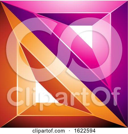 Magenta and Orange 3d Geometric Triangles Forming a Square by cidepix