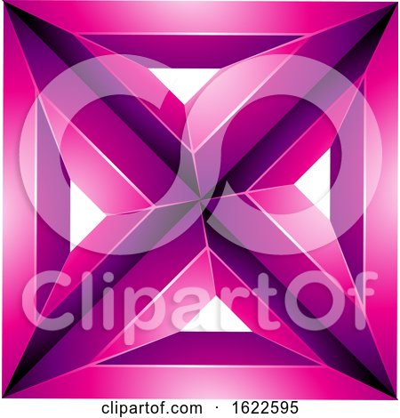 Magenta 3d Square with Triangles by cidepix